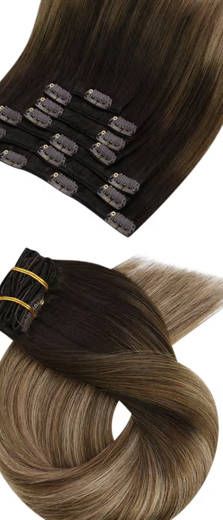 Clip In 24inch Human Hair Extensions 120g